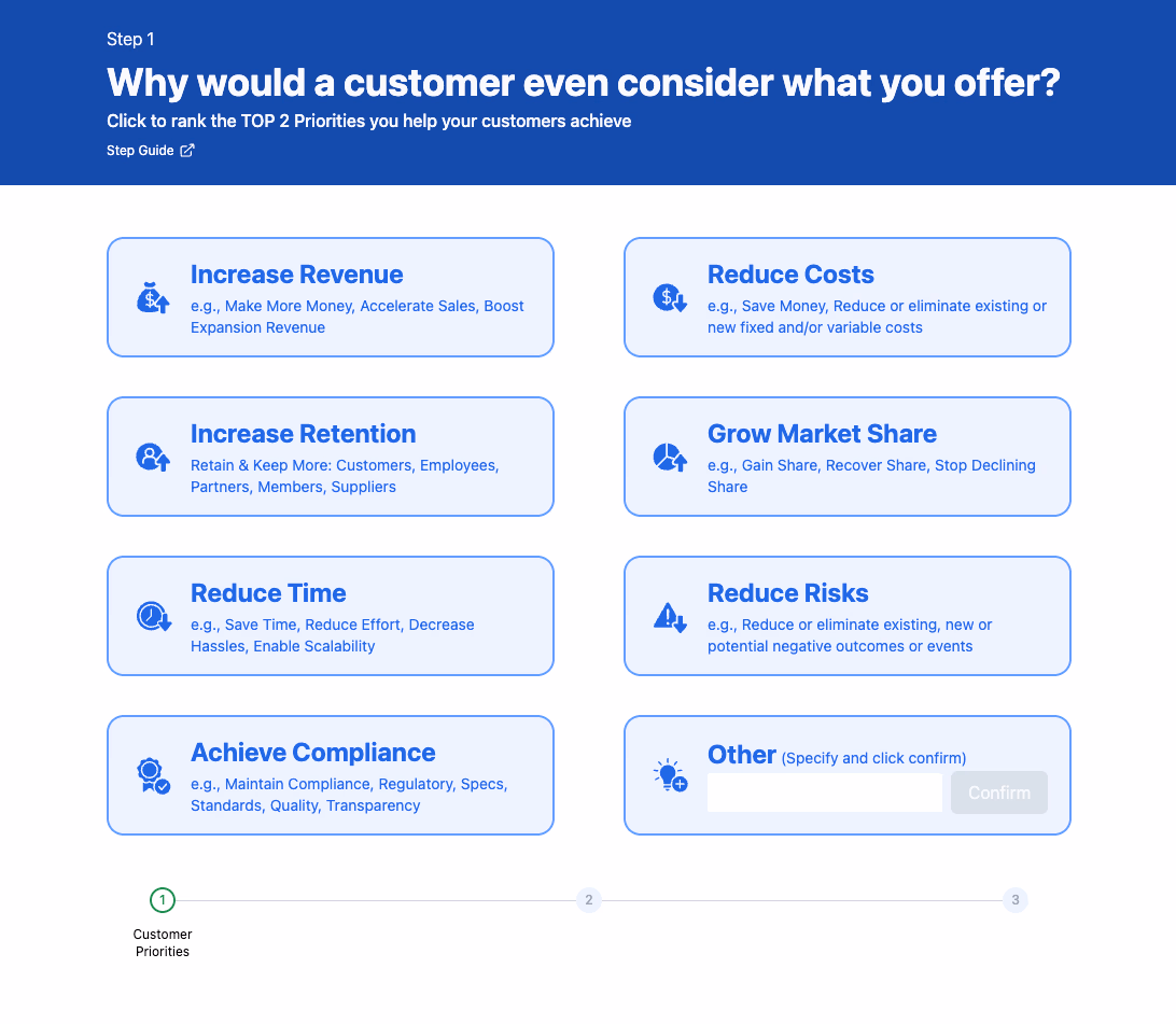 Web app calculating customers VQ Score